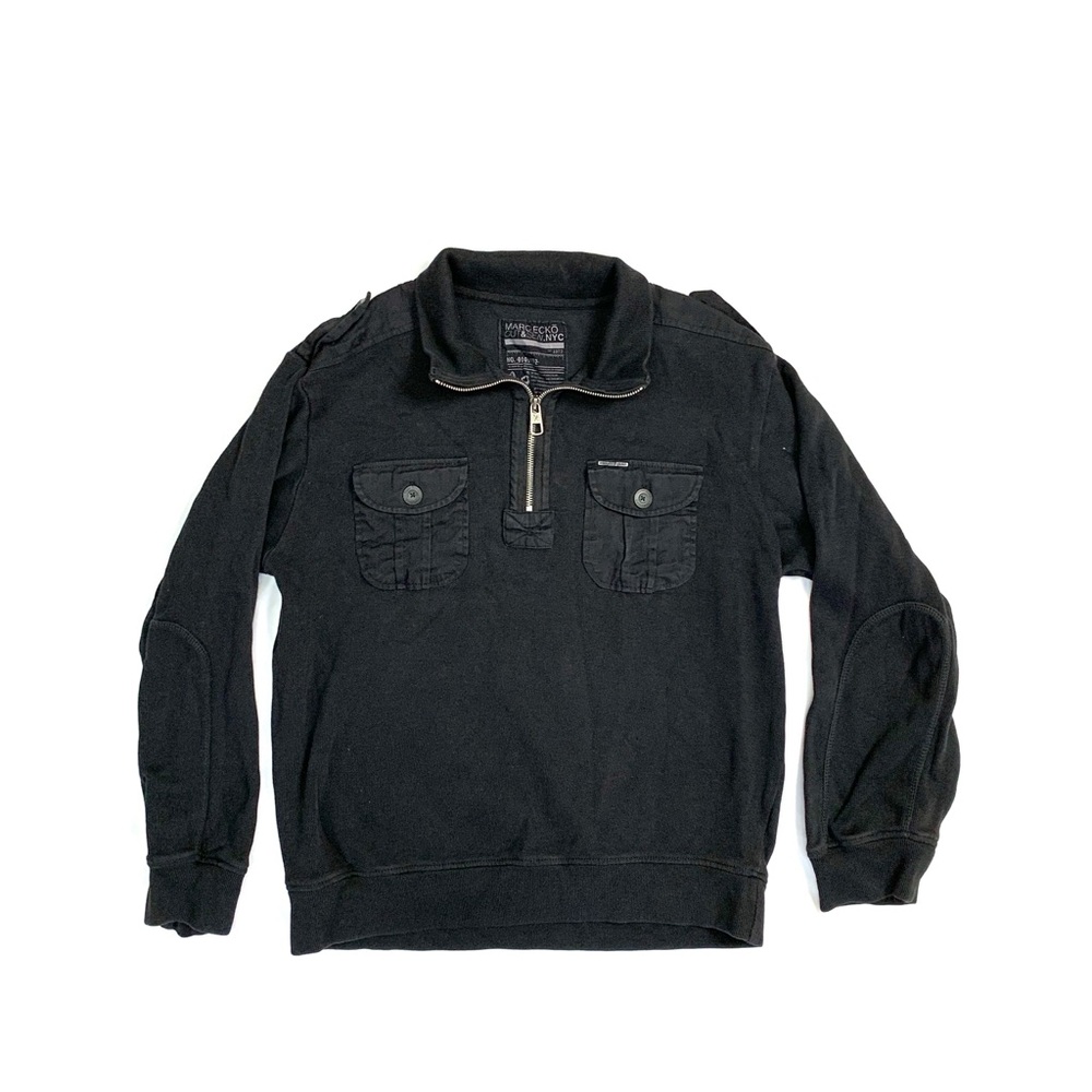 Marc Ecko Black 1/4 Zip Ribbed Sweater Size L